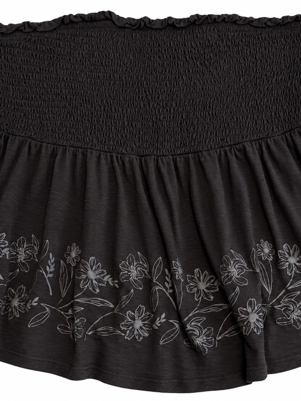 Torrid Black Strapless Smocked Floral Peplum Tube Top